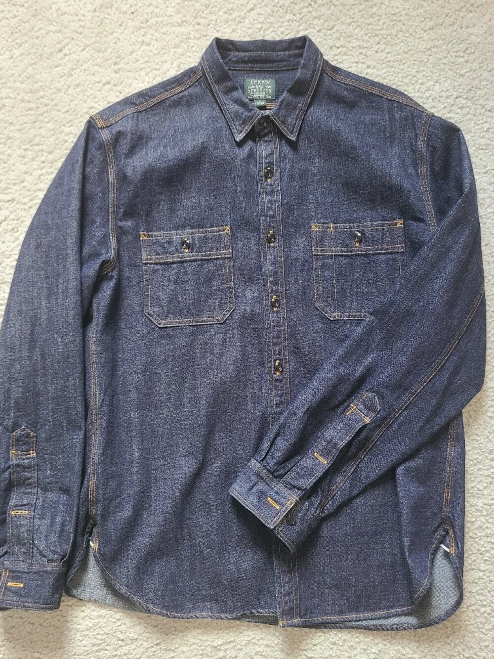 J.Crew Men's Sporting Goods Selvedge Denim Indigo Long Sleeve Shirt - Size Large